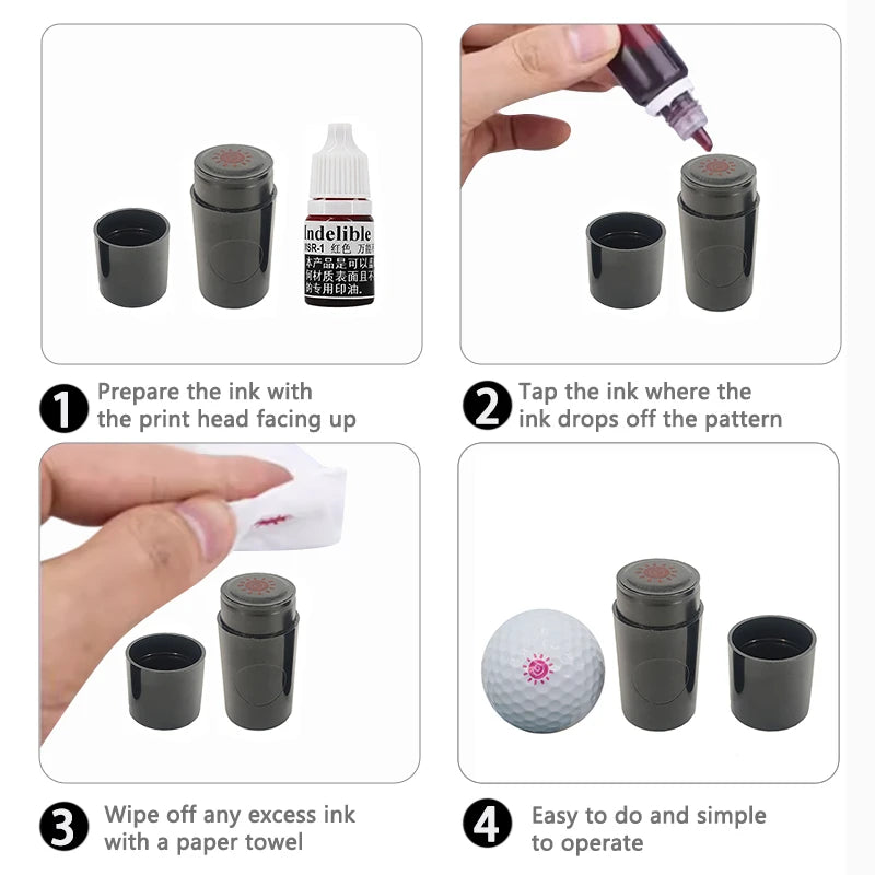Golf Ball Stamper – Quick-Dry Durable Marker with Various Patterns, Plastic Golf Accessory