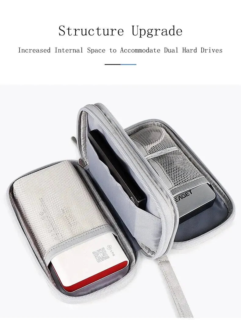 Waterproof Travel Cable Organizer Bag – Portable Double-Layer Storage Pouch for Cables & Chargers