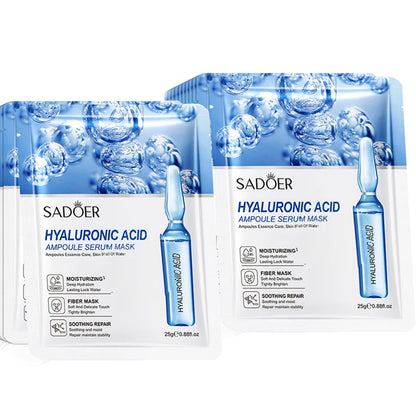 10pcs SADOER 24K Gold Face Masks – Vitamin C & Hyaluronic Acid for Moisturizing, Firming & Hydrating Skin Care