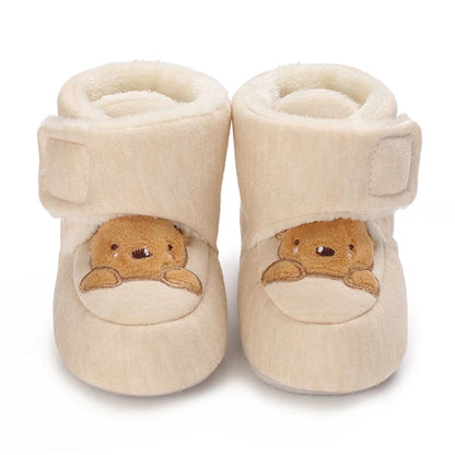 Baby Girls’ and Boys’ Cotton First Walker Shoes - Soft Cartoon Toddler Shoes for Newborns and Infants
