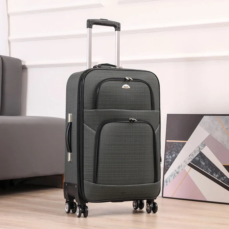Ex Canvas Travel Suitcase – Trendy Fashionable Rolling Luggage with Combination Lock & 360° All-Direction Wheels for Business Travel