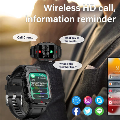 LAXASFIT Men’s Smart Watch – LED Flashlight, Outdoor Sports, Health Monitoring Wristwatch