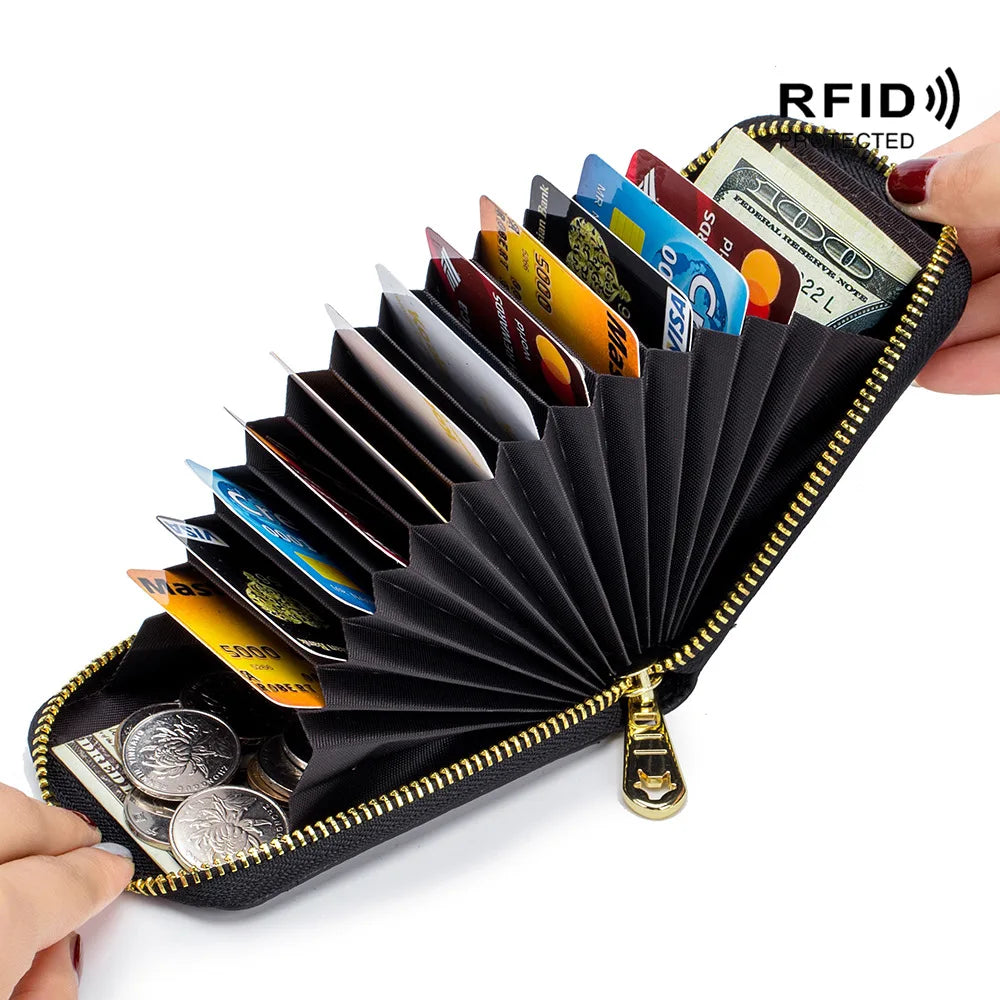RFID Blocking Card Holder Wallet – Mini Zipper ID & Bus Card Case with Anti-Theft Protection for Keys & Cards