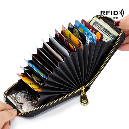 RFID Blocking Card Holder Wallet – Mini Zipper ID & Bus Card Case with Anti-Theft Protection for Keys & Cards