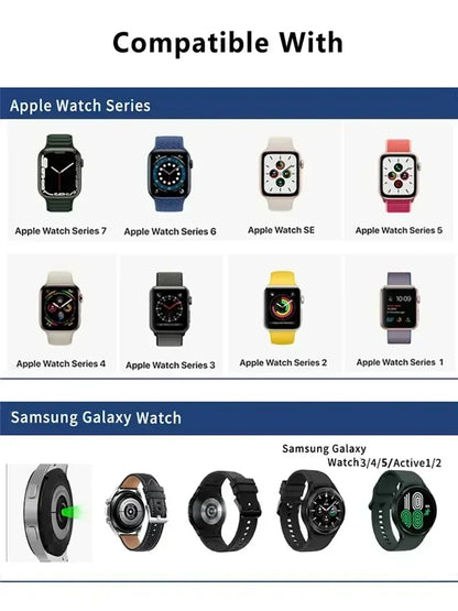 Magnetic Wireless Watch Charger USB-C — Fast Charging for Apple Watch 9/8/7/6/5/4/SE & Samsung Galaxy Watch 7/6/5/4 Active 1/2
