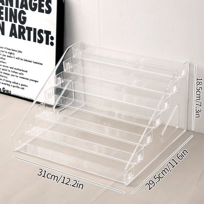Transparent Display Stand and Storage Rack | Cosmetic Organizer Tray for Nail Polish, Toys, and Stepped Lipstick | Desk Storage
