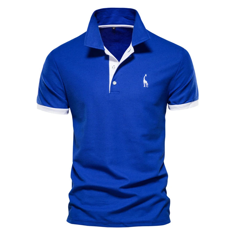 Men's Giraffe Embroidered Polo Shirt - Short Sleeve Casual Business Summer Top