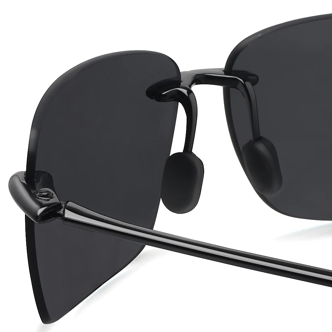 JULI Polarized Classic Sports Rimless Sunglasses – Ultralight Rectangle Frame for Men, Ideal for Fishing, Driving, UV400 Protection, Model MJ8009