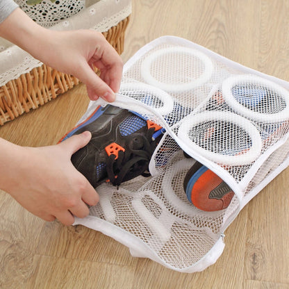 Portable Mesh Shoe Laundry Bag – Washing Machine Safe, Anti-Deformation Shoe Storage & Clothes Organizer