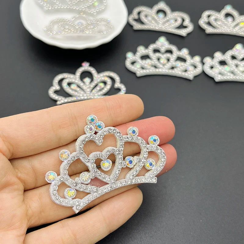 12pcs Padded Crown Rhinestone Patches – DIY Clothes, Crafts & Headwear Decor Accessories