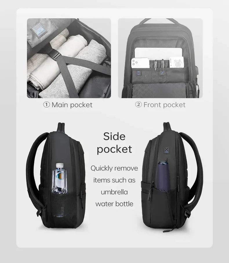MARK RYDEN Multi-Layer Men's Backpack — Water-Repellent Laptop Bag Fits 15.6" for Students