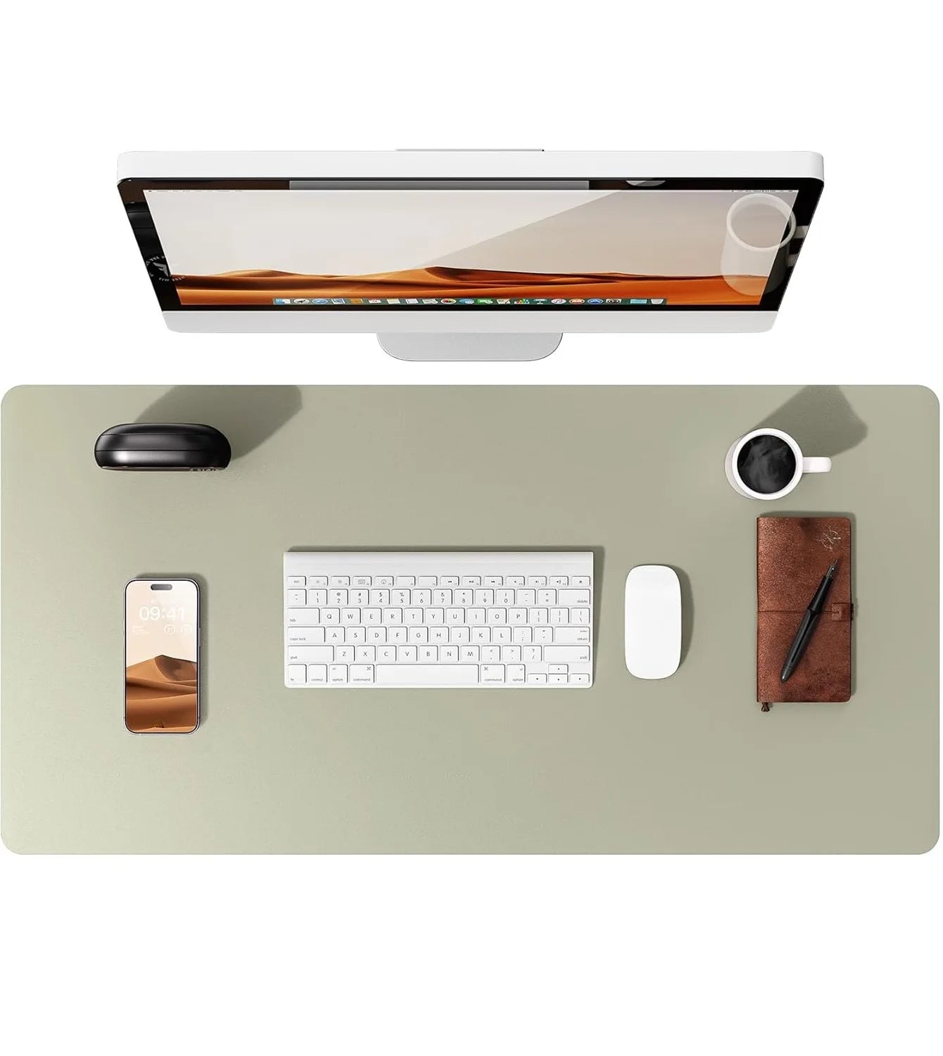 Large Leather Mouse Pad Desk Mat - Non-Slip PU Leather Office Desk Protector for Laptop & Workspace Setup