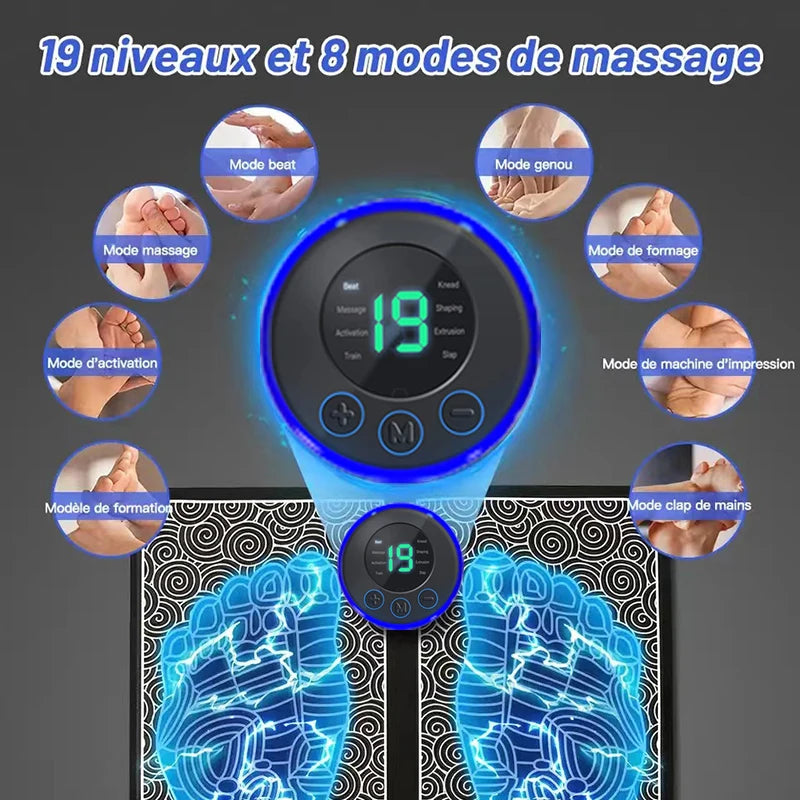 EMS Foot Massager Pad – USB Rechargeable Reflexology Device for Acupoint Massage, Muscle Stimulation, Pain Relief & Improved Circulation