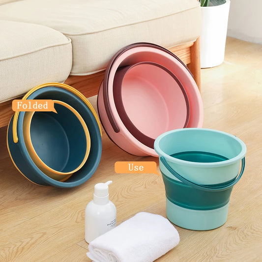 Portable Foldable Silicone Bucket - 5/10/17L Collapsible Basin for Camping, Laundry, Car Wash, Fishing & Household Use