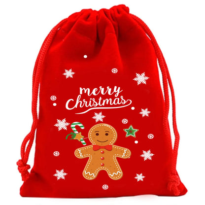 2025 Christmas Velvet Drawstring Bags – Red & Green Candy, Gift, Party, and Biscuit Storage Pouches