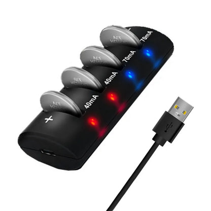 LIR2032H, LIR2032, LIR2025, LIR1632 Lithium Battery Charger – 4-Slot USB Quick Charger for 3.6V/3.7V Batteries