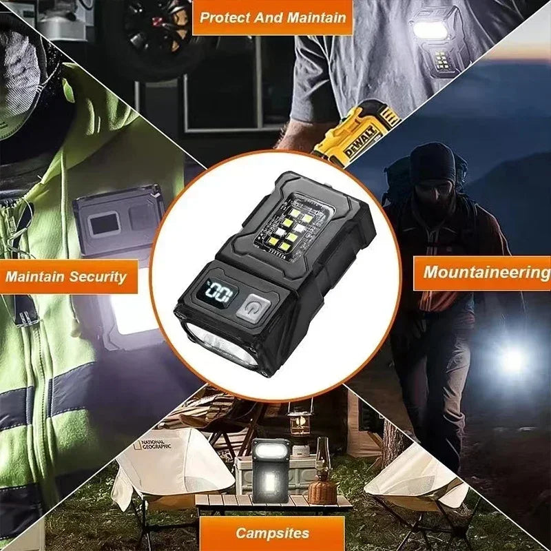 2/1pcs Portable Mini USB Rechargeable Flashlight — Super Bright LED Tail Magnet Torch with COB Emergency Light for Camping & Hiking