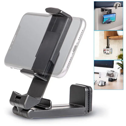 Portable Airplane Phone Holder Clip | Foldable Travel Stand for iPhone, Samsung, Google, Mi | Seat & Desk Mount Support