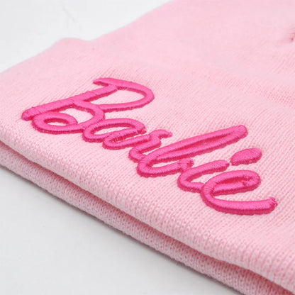 Barbie Knitted Hat – Cute Pink Pullover Ski Cap for Women, Kawaii Anime Winter Accessories, Christmas Gift for Girls