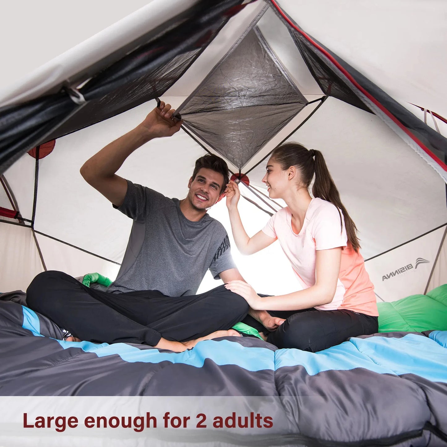 BISINNA 2-Person Ultralight Camping Tent – 20D 380T Nylon, Double Layer Waterproof Backpacking Tent for Hiking & Travel with Free Mat