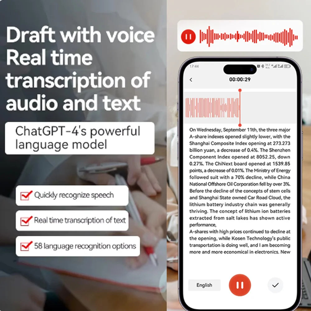 Smart AI ChatGPT-4 Voice Call Recorder — Real-Time Summarize Translator Device with Phone Charging, 8-128GB Storage