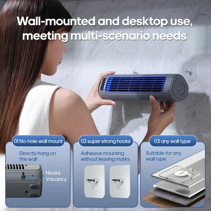 KINSCOTER Portable Air Conditioner Fan, 2000mAh Rechargeable Quiet Desktop Tower Fan, Wall-Mount or Desktop Circulating Fan with 3-Speed Adjustable Settings