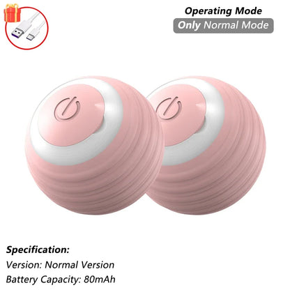iLMH Smart Cat Interactive Ball Toy - Rechargeable Automatic Rolling Mouse Toy with Faux Tail for Pet Training & Play