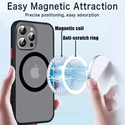 Luxury Armor Matte Magnetic Case - Shockproof MagSafe Wireless Charging Cover for iPhone 17 16 15 14 13 12 11 Pro Max Mini Plus