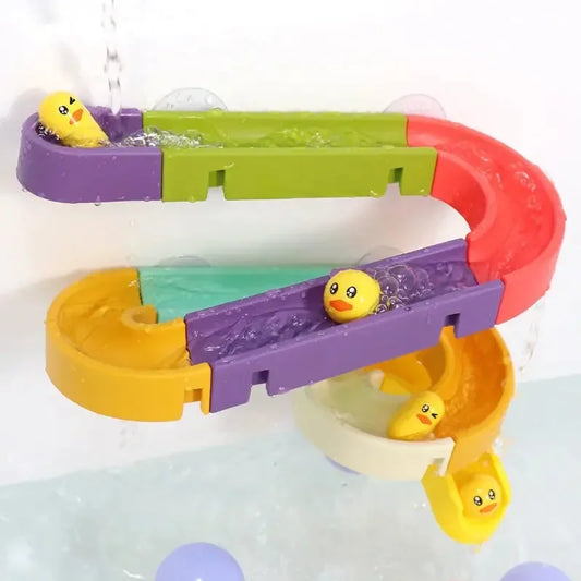 Baby DIY Bath Track Toy Set - Suction Cup Slide Assembly Duck Water Toys for Bathtub Shower Fun