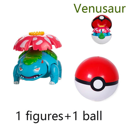 New Pokémon Action Figures – Pikachu, Charizard & Greninja Pocket Monster Poké Ball Deformation Toys for Kids Birthday Gifts