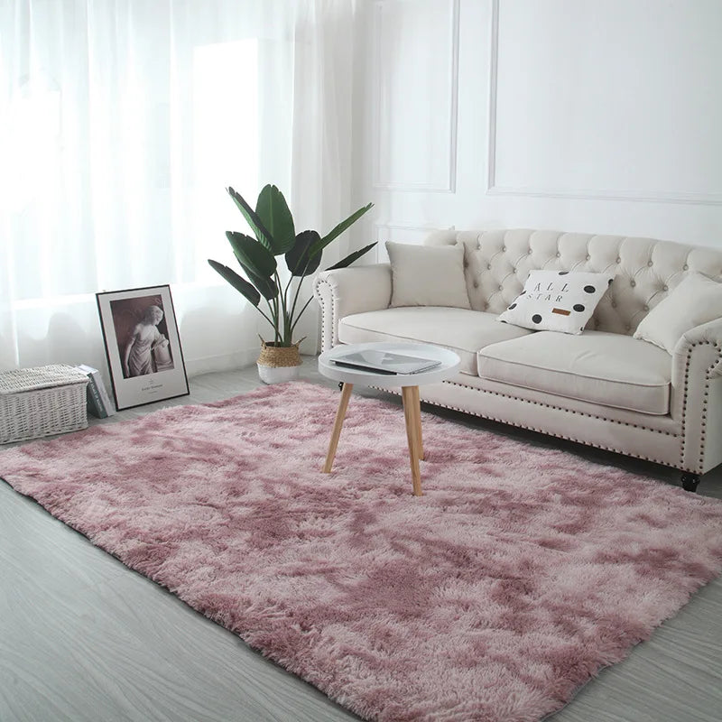 VIKAMA Tie-Dye Plush Carpet – Soft Fluffy Non-Slip Rug for Living Room, Kids’ Room & Baby Crawling Mat