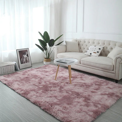 VIKAMA Tie-Dye Plush Carpet – Soft Fluffy Non-Slip Rug for Living Room, Kids’ Room & Baby Crawling Mat