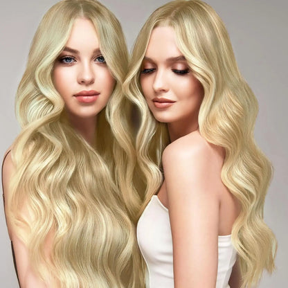 27 Inch Long Curly Synthetic Wig for Women - Black & Blonde Fancy Dress Wig, Glamorous Synthetic Hair