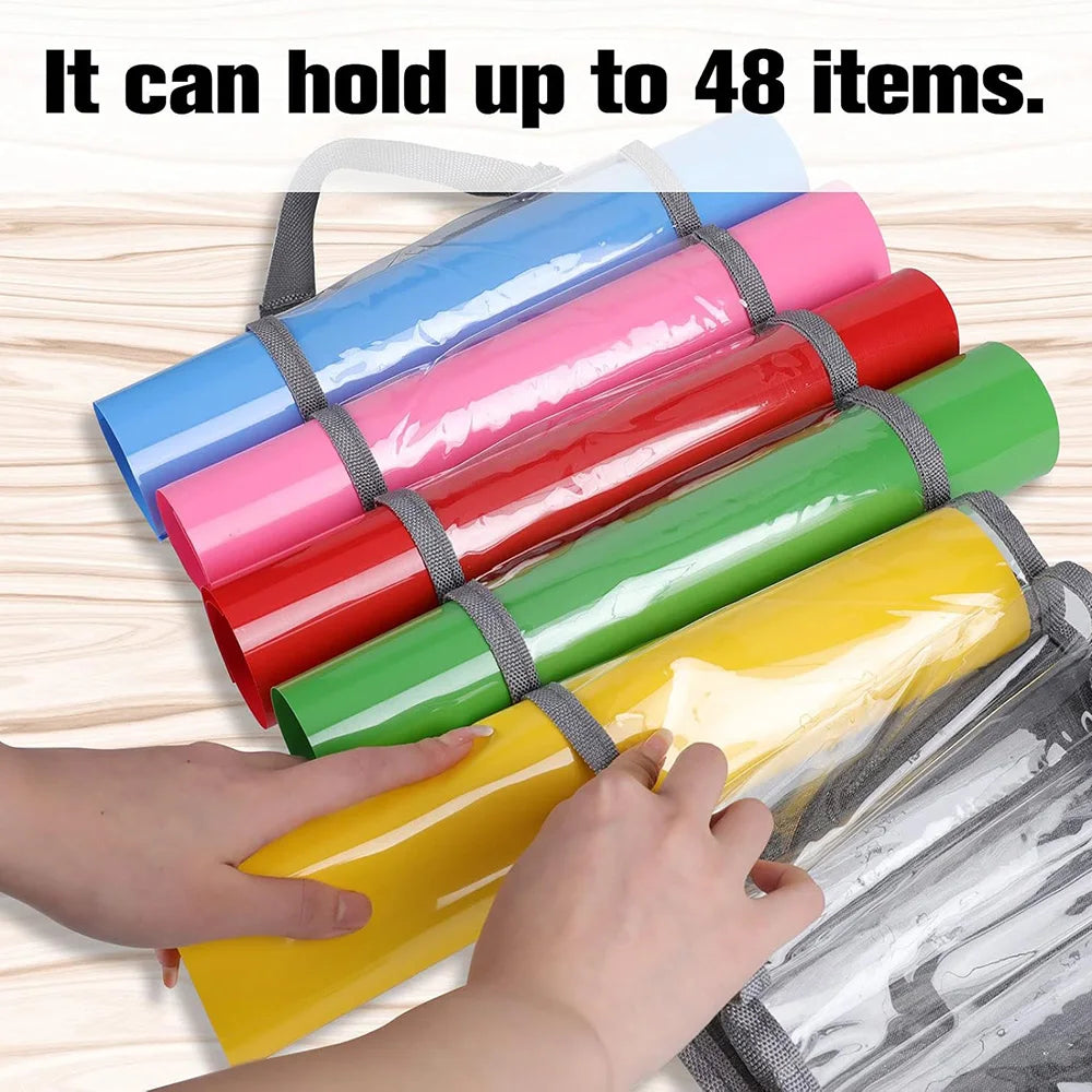 Vinyl Storage Organizer – Hanging Craft Vinyl Roll Holder with 48 Compartments for Easy Storage