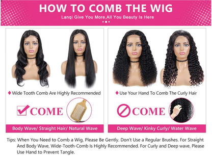 250% Curly Human Hair Lace Front Wig – Deep Wave Brazilian Remy 13x4 Water Wave Lace Frontal Wig
