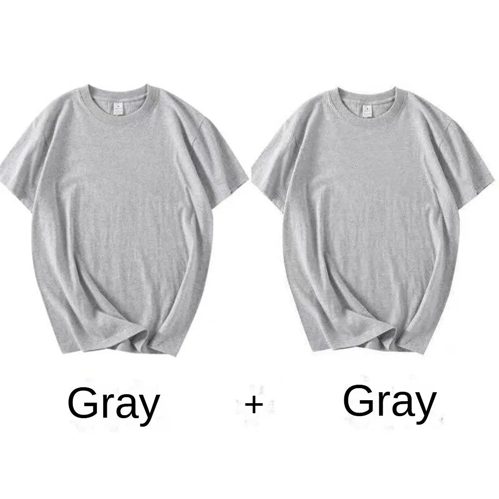 2PCS Unisex 100% Cotton White T-Shirts – Casual Loose Fit Short Sleeve Breathable Tees for Men & Women