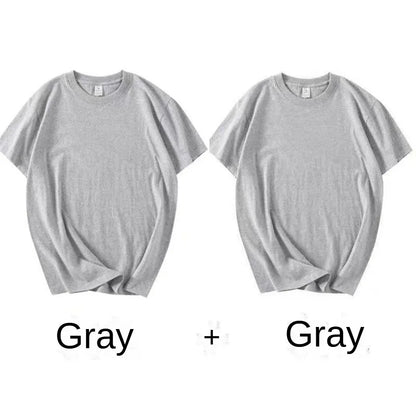2PCS Unisex 100% Cotton White T-Shirts – Casual Loose Fit Short Sleeve Breathable Tees for Men & Women
