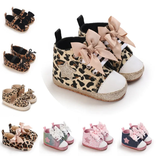Infant Leopard Print Pre-Walker Shoes - Soft Sole Baby Sneakers for Spring & Autumn, 0–1 Year Daily Footwear