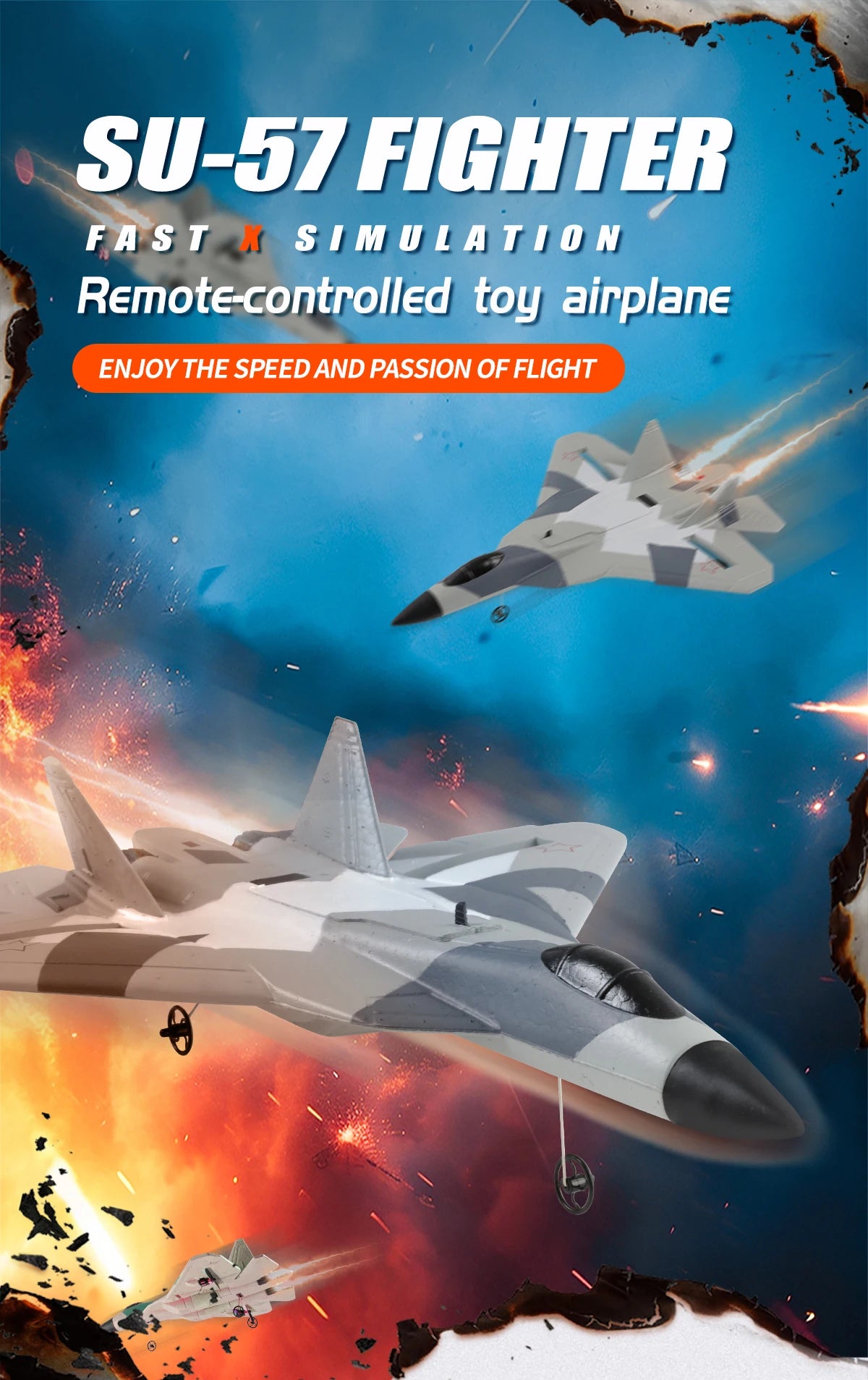 RC SU-35 Foam Fighter Jet – 2.4G Remote Control Glider Airplane Toy for Kids & Boys