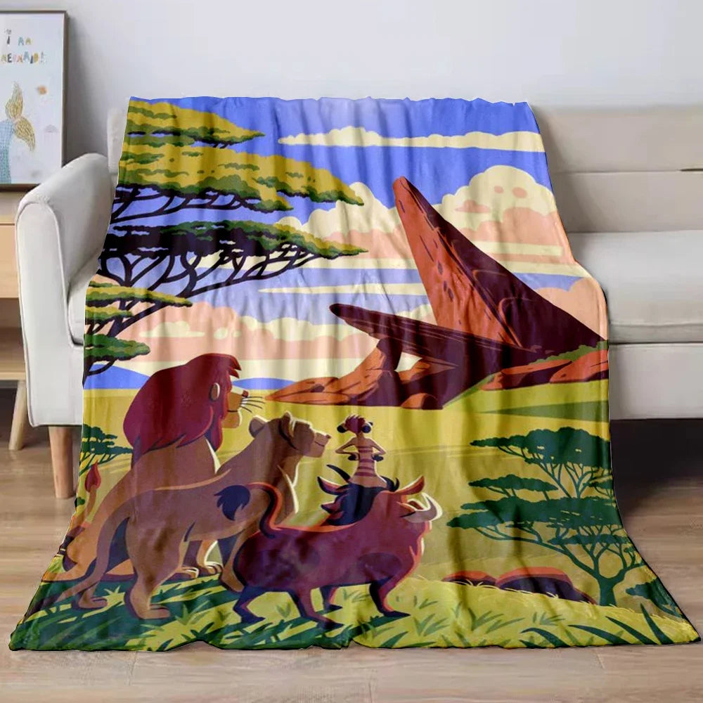 Lion King Simba Cartoon Flannel Blanket – Soft Cozy Throw for Sofa, Bed, Car, Camping, Travel & Kids Gift