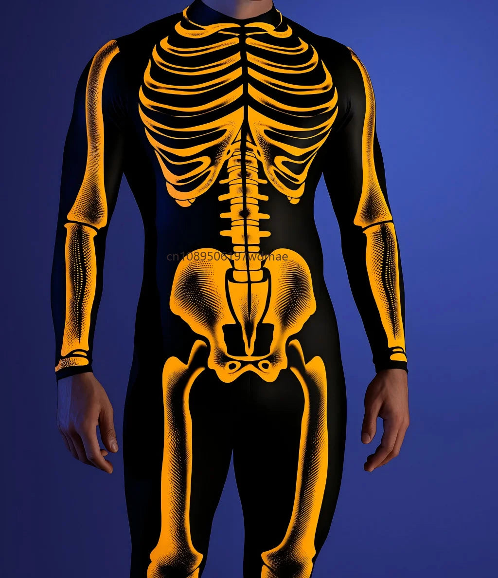 Men's Cyberpunk Muscle Bodysuit - Sci-Fi Printed Cosplay Zentai Costume for Carnival, Stage & Performance Events