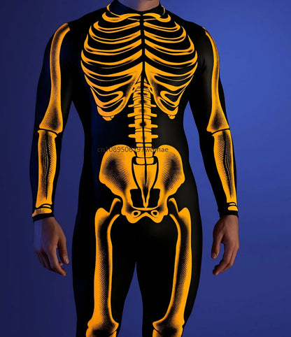 Men's Cyberpunk Muscle Bodysuit - Sci-Fi Printed Cosplay Zentai Costume for Carnival, Stage & Performance Events
