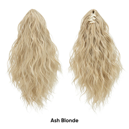 13-Inch Premium Synthetic Curly Claw Clip Ponytail – Blonde Brown Short Hairpiece, Fake Hair Extensions P064