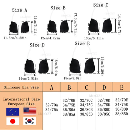 Reusable Silicone Sticky Bra - Backless Strapless Push-Up Wedding Lingerie with Invisible Nipple Covers, E Cup