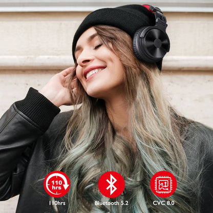 OneOdio 2-in-1 Wireless & Wired Headset – 110H Bluetooth 5.2 Gaming Headphones with Mic for PC, PS4, Skype, Type-C