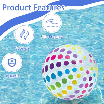 2-Pack 15.35-Inch Colorful Striped Transparent Inflatable Beach Balls — Fun Set for Beach & Pool Party Games