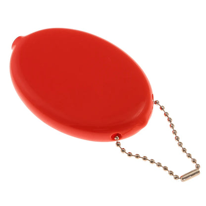 Small Oval PVC Coin Purse – Colorful Change Holder with Chain for Travel & Accessories