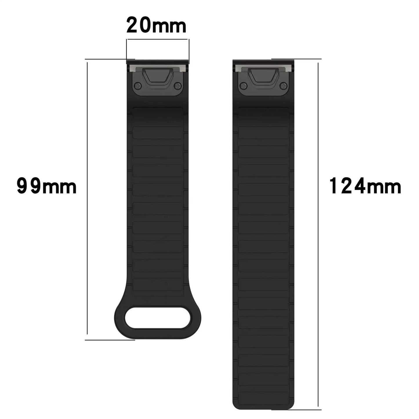 Silicone Magnetic QuickFit Strap for Garmin Fenix — Compatible with Fenix 8/7X/7/7S/5X/5S Plus/3HR (20mm, 22mm, 26mm)