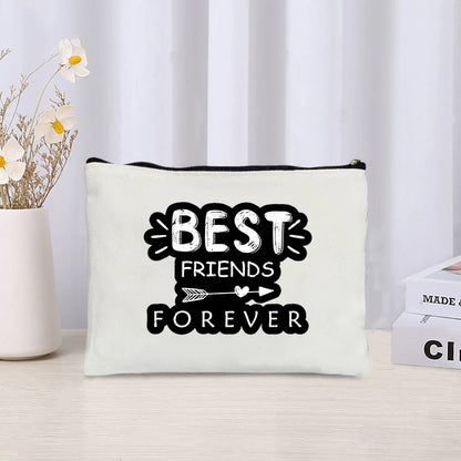 Friendship Commemorative Gift Makeup Bag - Eco Canvas Travel Organizer, Large Capacity Perfume Kit Storage Pouch