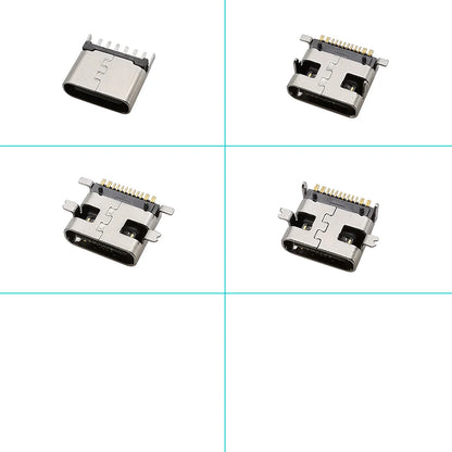 100Pcs Type-C USB Female Charging Socket Connector – 6Pin & 16Pin PCB Soldering DIY Repair Adapter